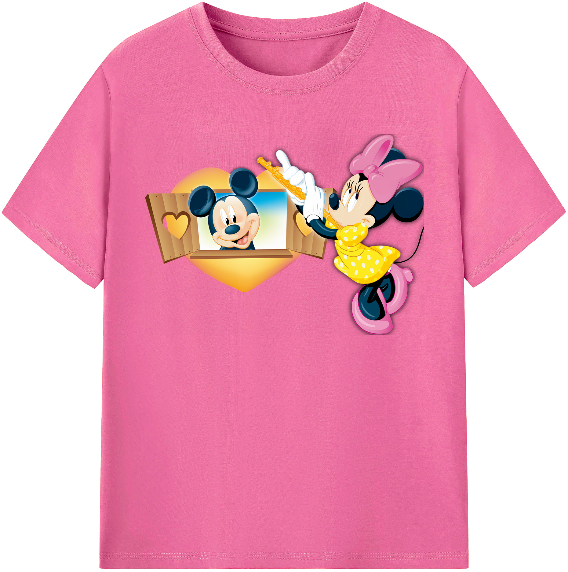 （画像用） ミッキーマウス Mickey Mouse レディースカジュアルプリントTシャツ（綿100％）